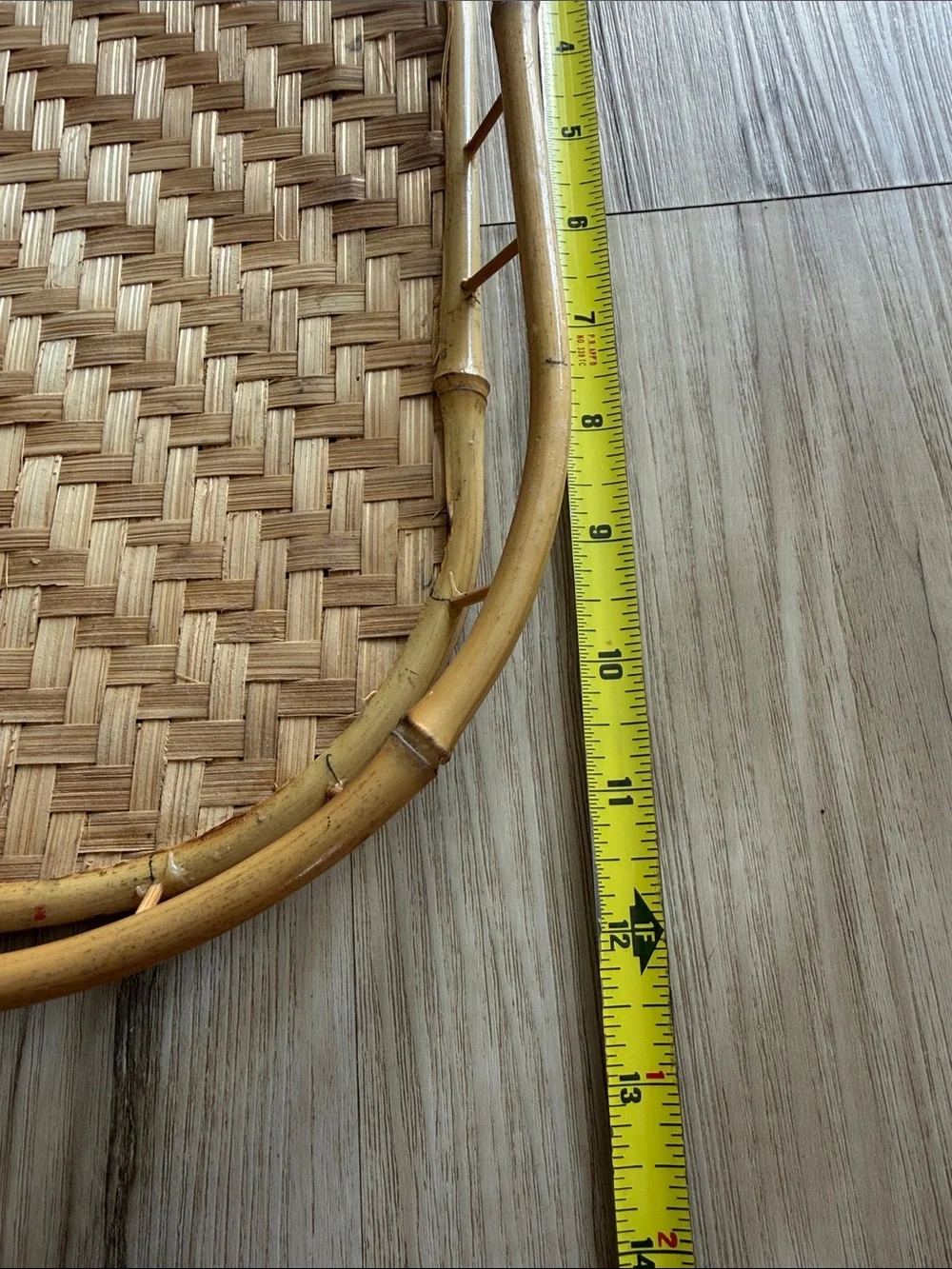 Vintage Woven Rattan Bamboo Serving Tray Rectangular Boho Coastal Farmhouse Deco